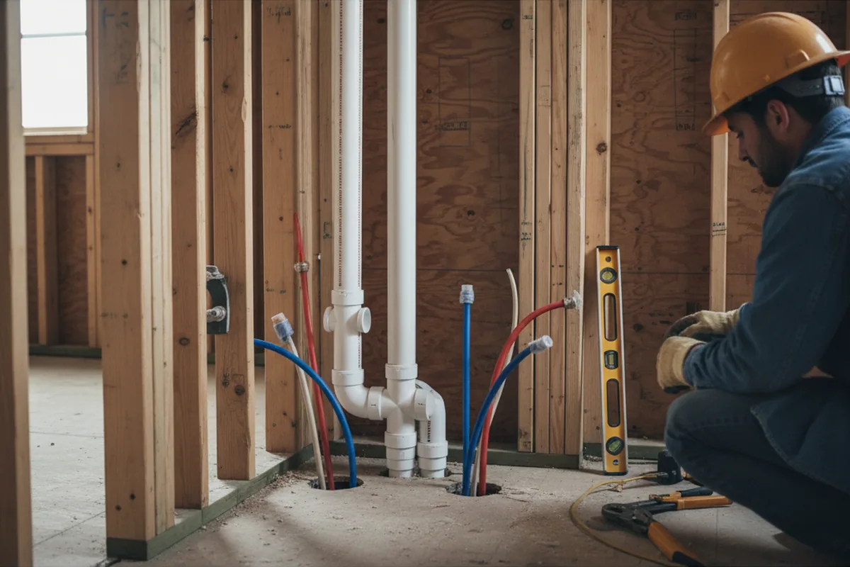Drain and supply rough-in during Sump Pump Repair in Georgetown